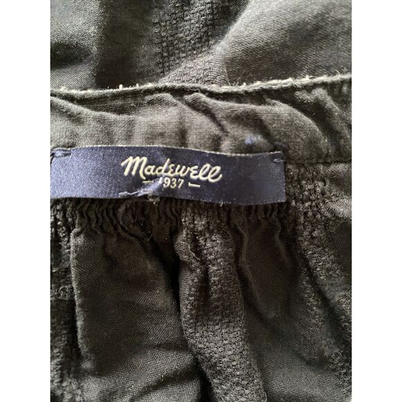 Madewell Camelia Black White Embroidered Boho Peasant Tassel Top Blouse M (flaw) - Picture 5 of 9